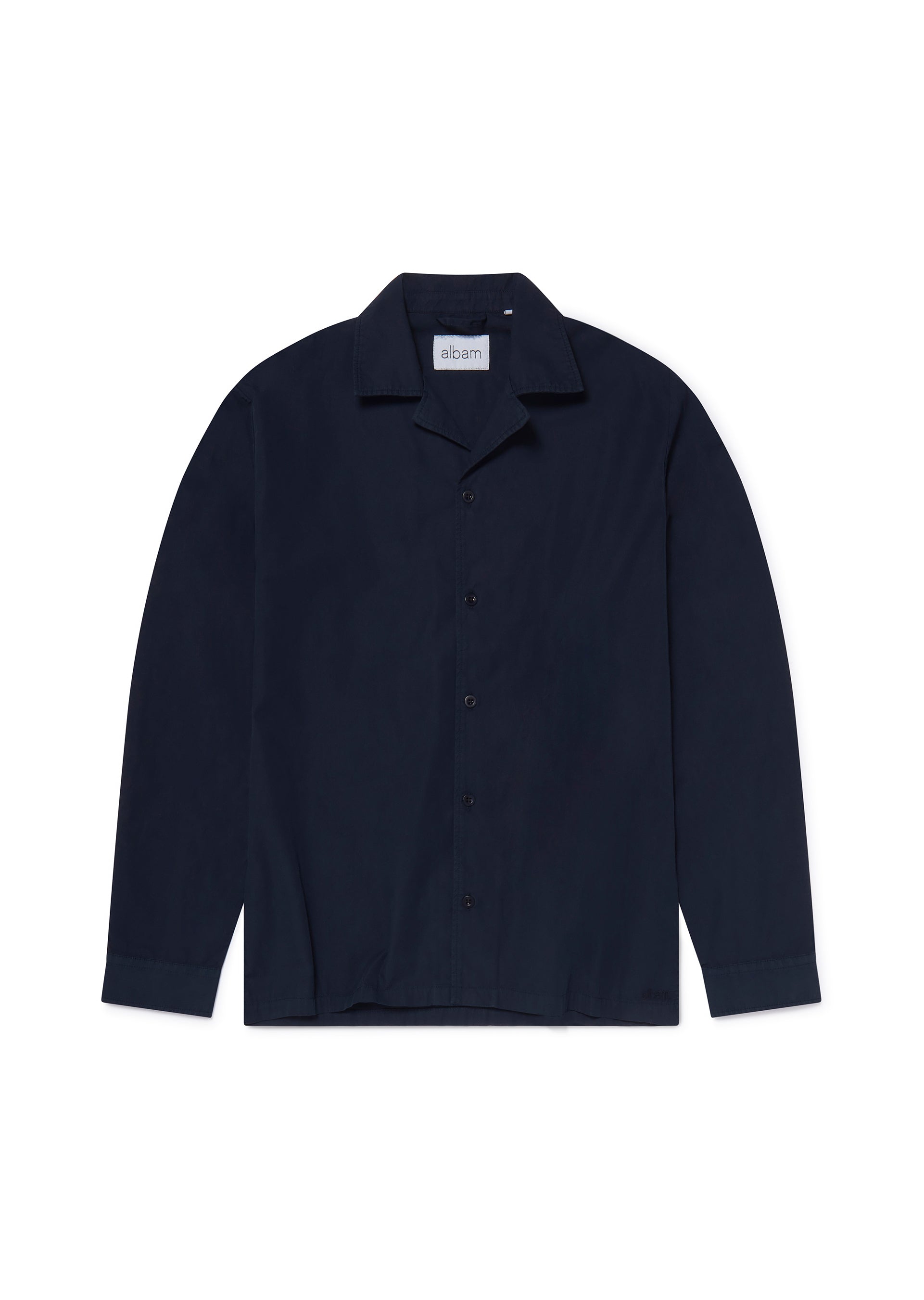 Long Sleeve Revere Poplin Shirt in Dark Navy albam Clothing