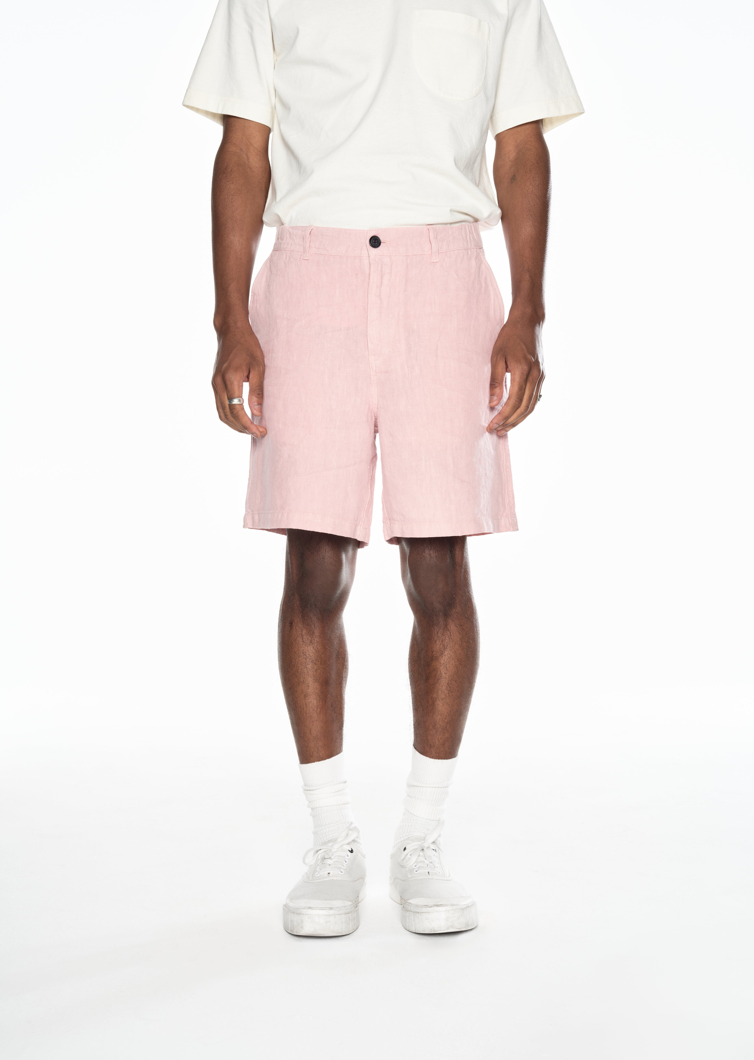 Mens pink sales linen shorts