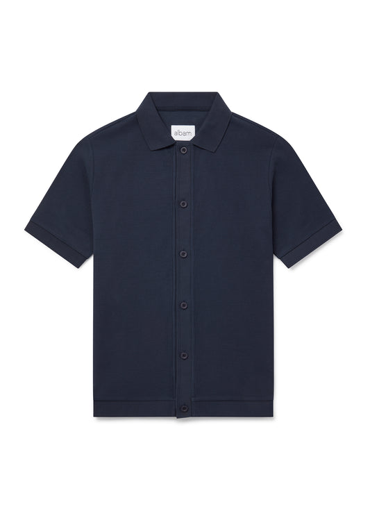 Button Through Top in Dark Navy