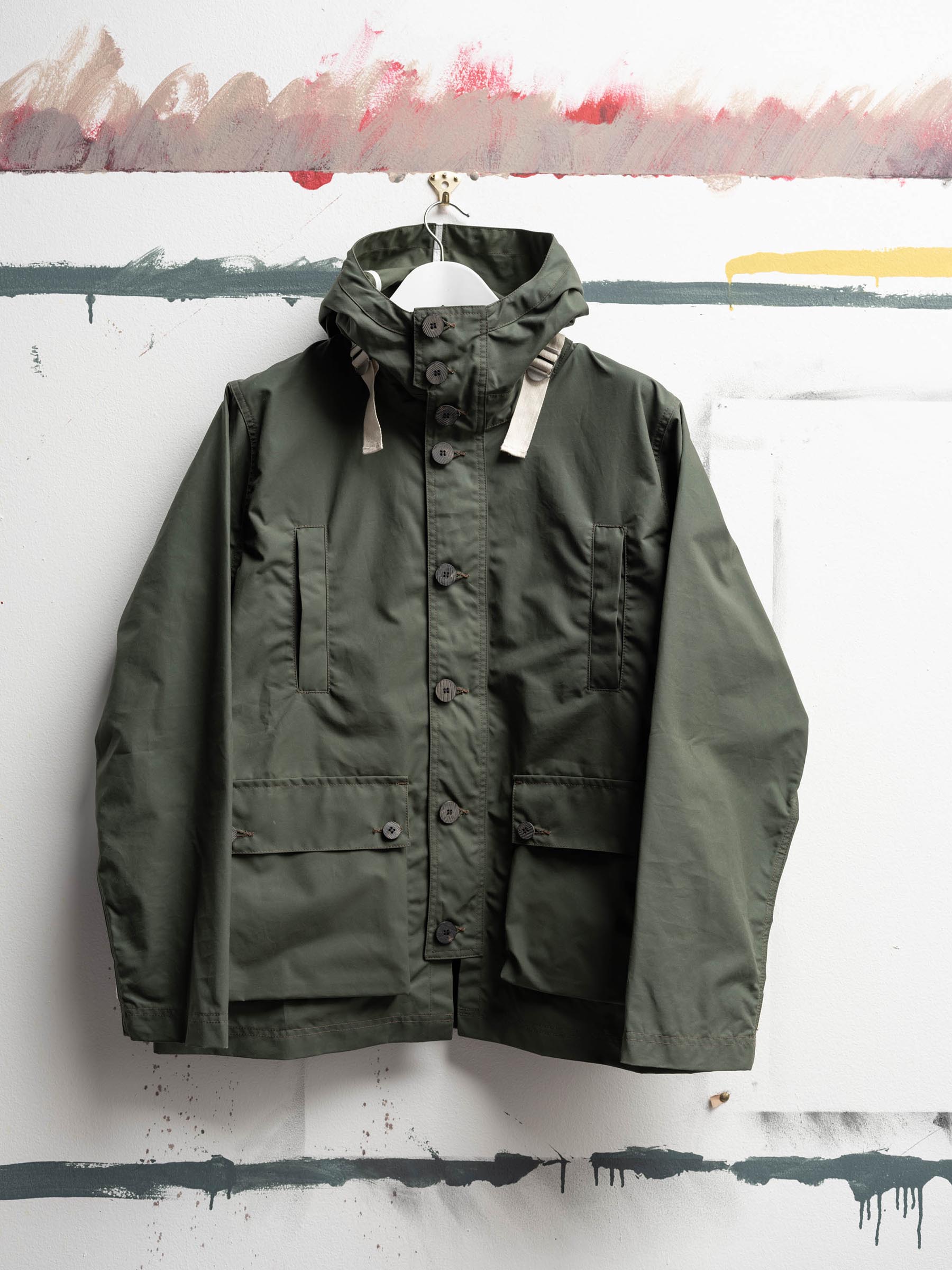 Waxed Button Through Parka in Green