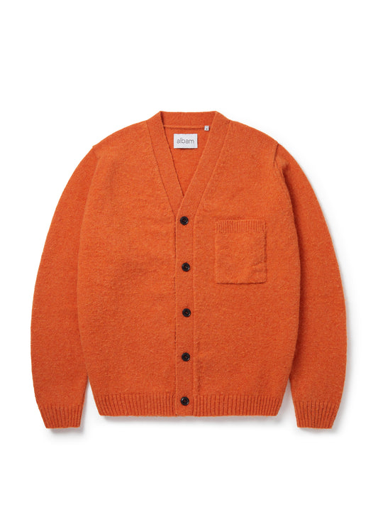 Boiled Wool Cardigan in Orange