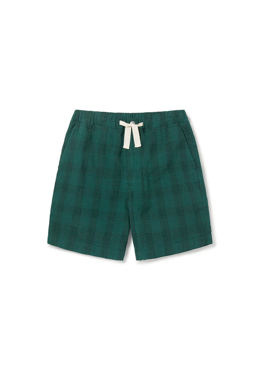 Seersucker Kennedy Short in Green Check