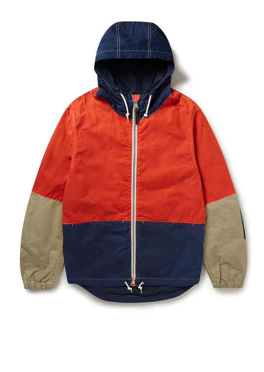 Zip Through Cagoule in Navy/Orange